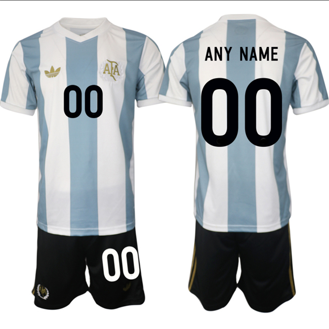 Men's Argentina Custom White/Blue 2024-25 50th Anniversary Home Soccer Jersey Suit